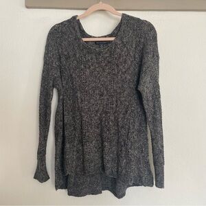 American Eagle Outfitters Charcoal Peplum Round Neck Sweater